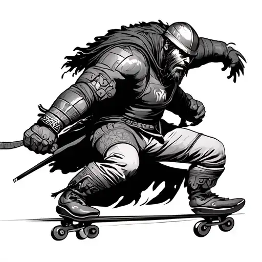 Warrior And Skating Man