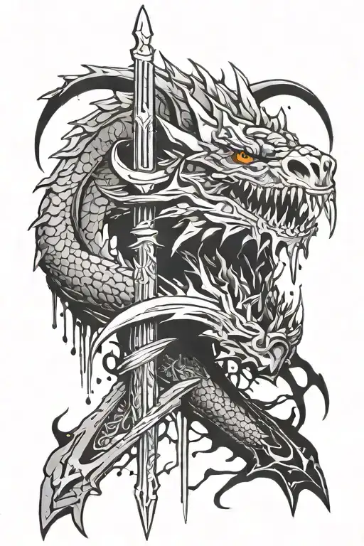 Sword Piercing Dragon Blood Dripping