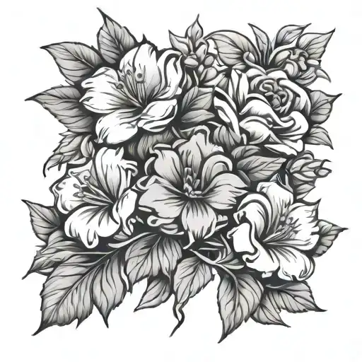 Six Rose Of Sharon Flowers Intertwined