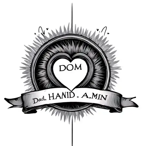 I Circle Tattoo Made With Names Mom Dad Hamid Amin And A Heart In Mid