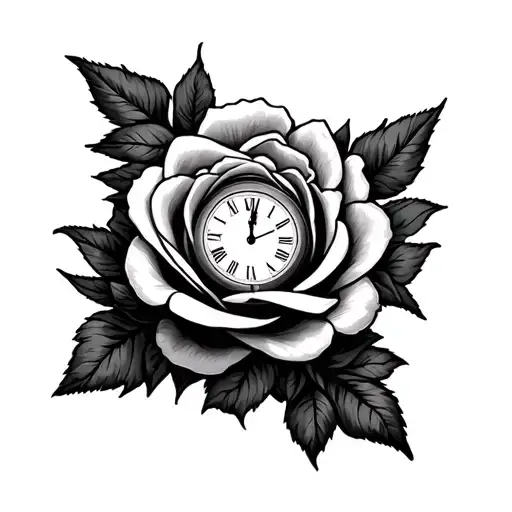 Double Birth Clocks With Rose In The Middle