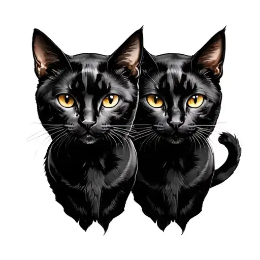 Two Black Cats Ones Larger Then The Other But Not By Much In A 2 Sided Locked American Traditional