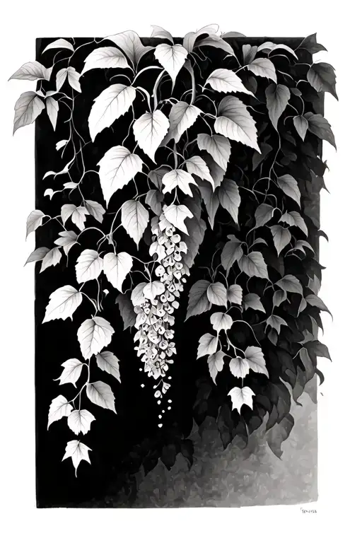 One Hanging Wisteria Plant With Leaves