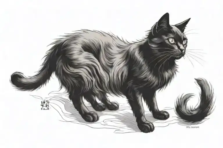 Fluffy Black Cat Named Mu Shu Who Has Passed Away