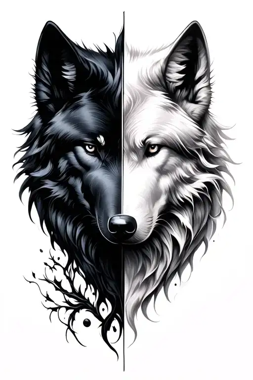 Black Wolf And White Wolf Like Ying Yang
