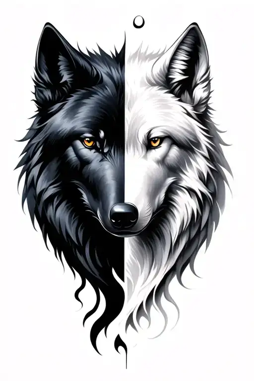 Black Wolf And White Wolf Like Ying Yang