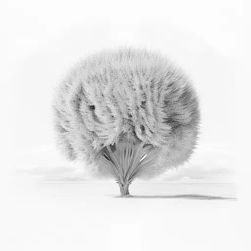 An Intricate Silhouette Of A Pampas Grass With A Hidden Oak Tree