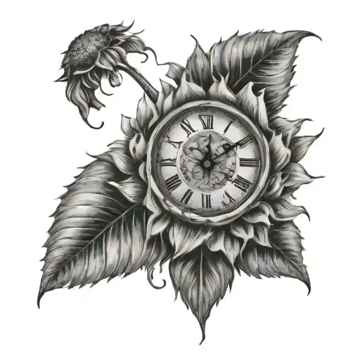 Clock And Sunflower
