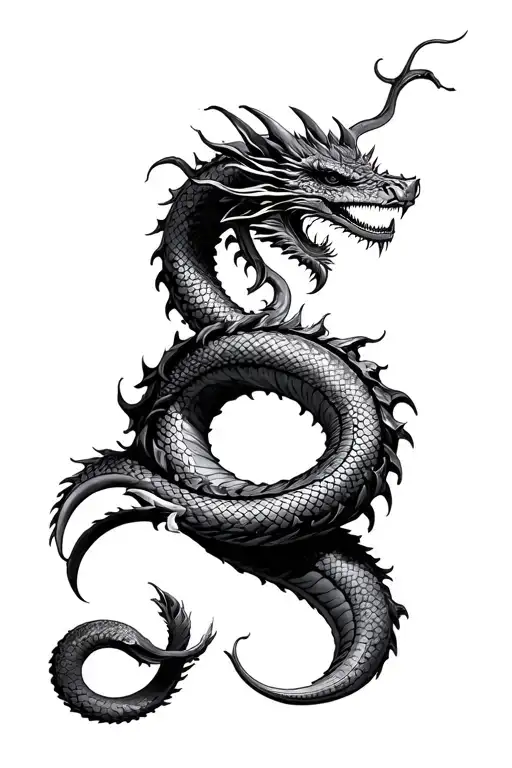 Snake And Dragon Wrapped Round