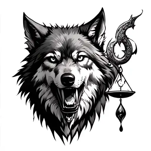 A Wolf With A Scale In Its Mouth And Lucifer's Tear