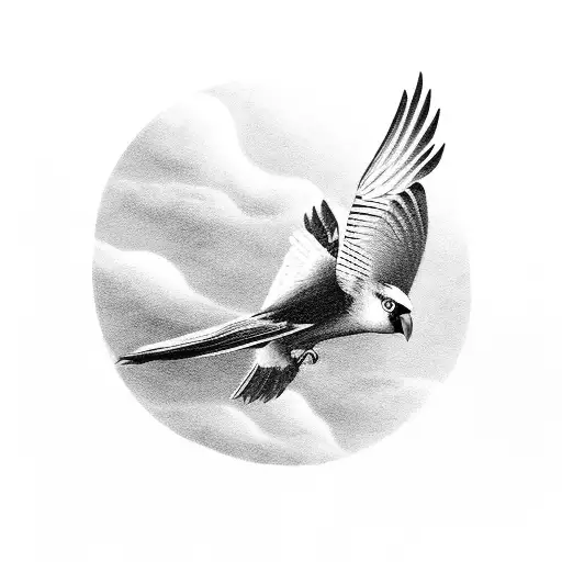 Bird Flying Away From Dark Cloud