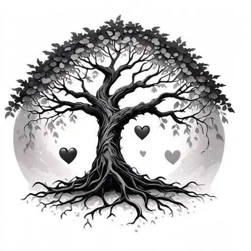 Tree Of Life Intertwined Hearts