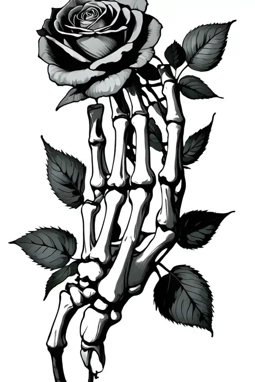 Skeleton Hand And Rose