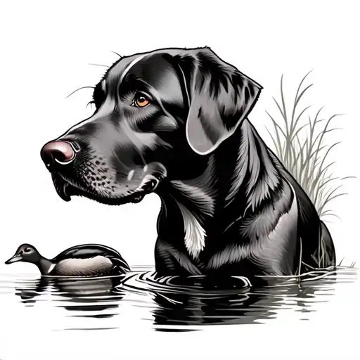 Duck Hunting Scene With Labrador Dog