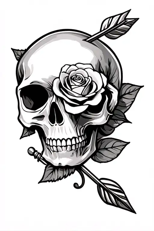 Skull Black Rose Arrow Piercing