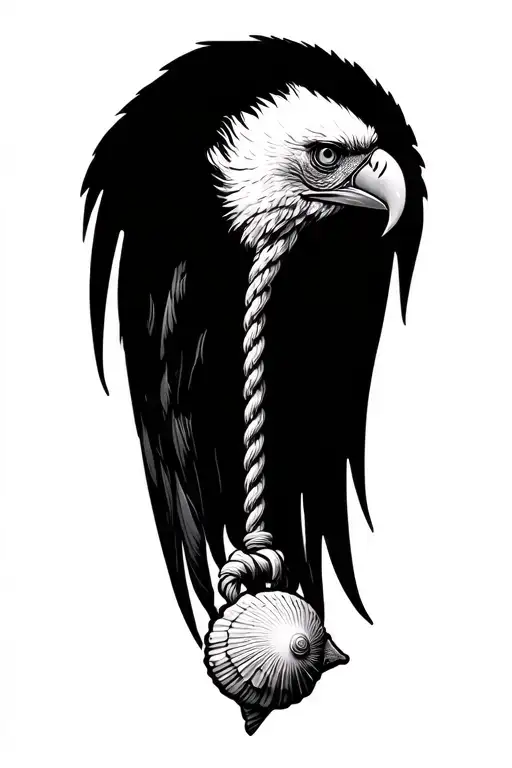 Vulture Claw Holding A Rope With A Seashell At The End Of It Dangling