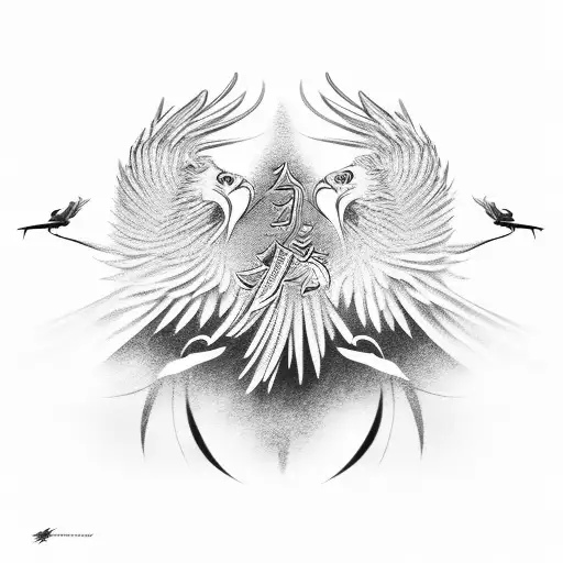 Yen Yang Symbol Made Of Two Adult Eagles