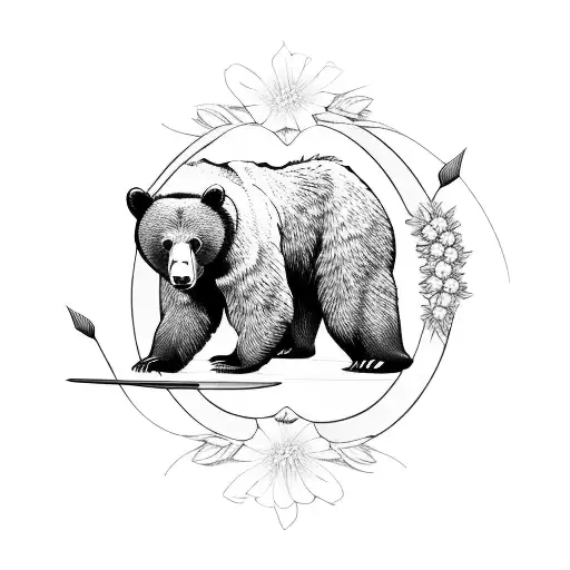 Bear With Flowers And Arrows