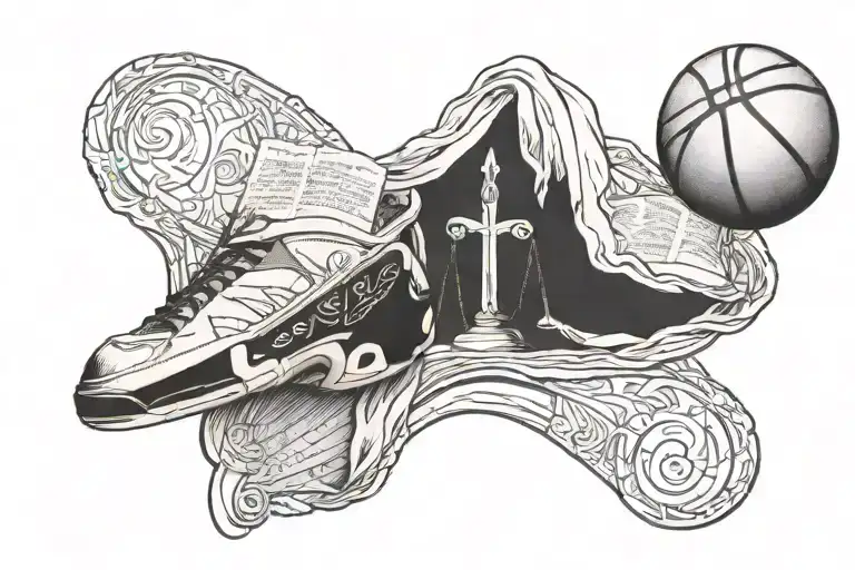 Half Of A Basketball And Half Of The Bible With Balance Above It