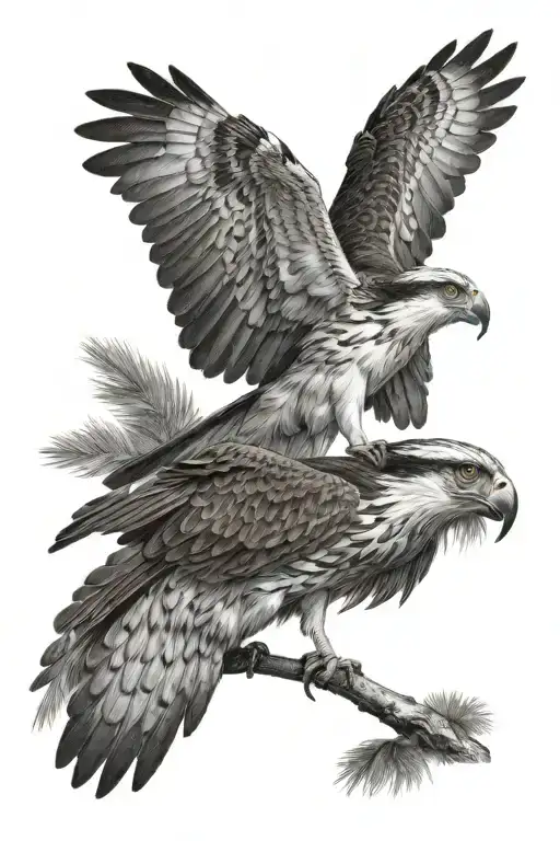 Osprey Holding A Small Trout From The River In The Forest