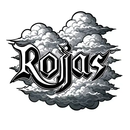 The Word Rojas With Clouds In The Back