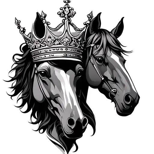 A Crown With Two Horses On The Side