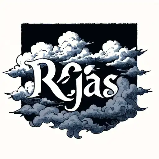 The Word Rojas With Clouds In The Back Tattoo More Simple And The R In Cursive