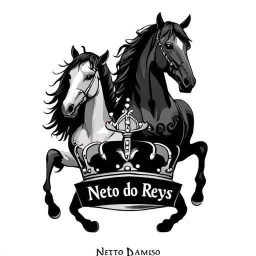 A Crown Alone With Two Horses On The Side And The Name Netto Dos Reys Underneath