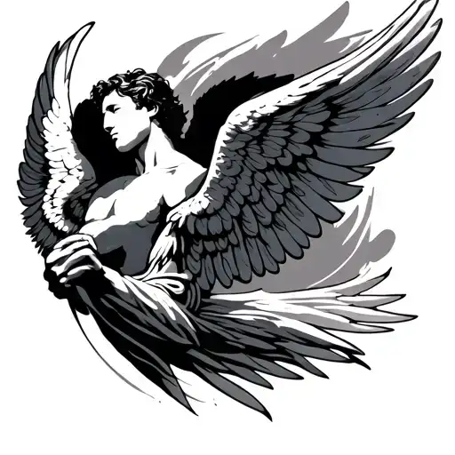 Male Faceless Angel Wings Flying