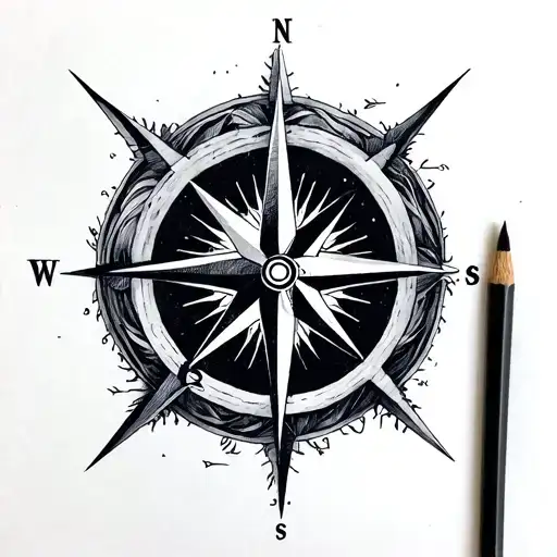Compass Rose With Intricate Details