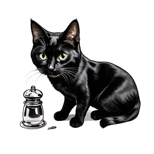 Pepper Shaker And Black Cat