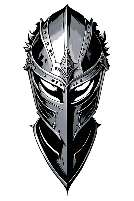 Knight Full Figure With Open Helm And Glowing Eyes