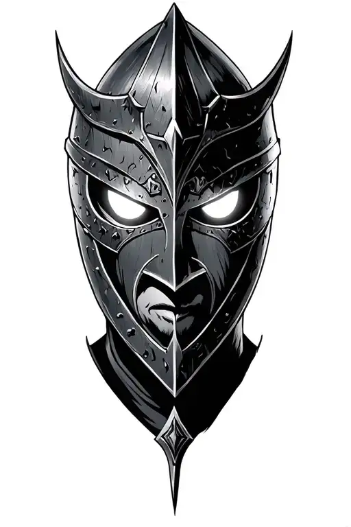 Knight Full Figure With Open Helm And Glowing Eyes