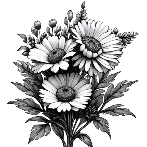 September And August Birth Flowers Growing From One Stem But Has To Be Small And Thin Lines