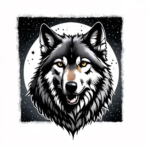Wolf And Moon
