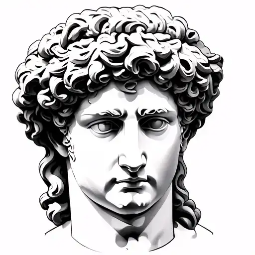 Roman Head Statue With Black Eyes