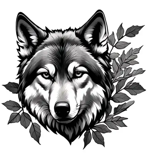 Shoulder Wolf With Leaves