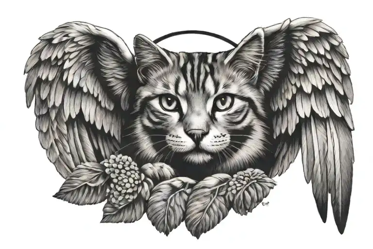 Cat Paw Prints With Angel Wings Beside Thwm