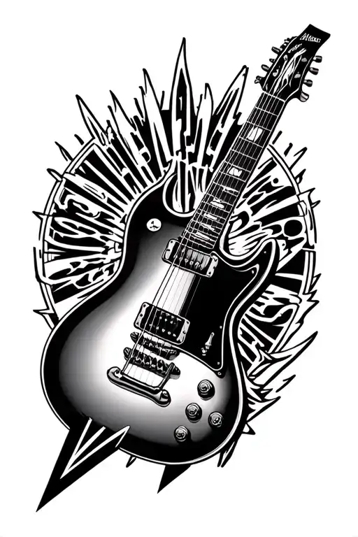 Heavy Metal Band Logos In The Shape Of A Guitar