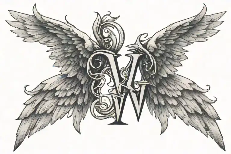 Angel Wings With Letter V