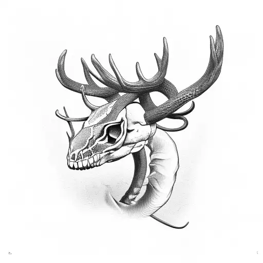 Snake With Deer Skull As Head