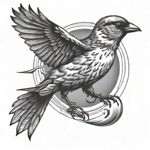 Sparrow Flying Towards The Sun