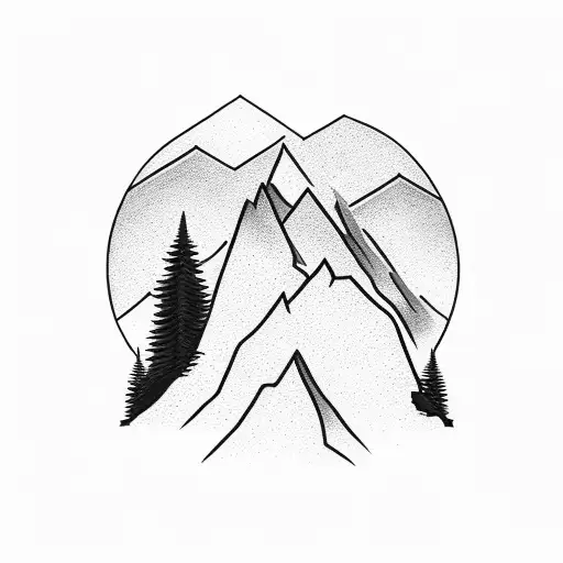 A Minimalist Design Featuring A Mountain Peak Made Up Of The Number 12
