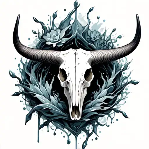 A Feminine Longhorn Skull With Water And Meaning