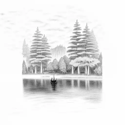 A Bonfire By A Serene Lake At Sunset