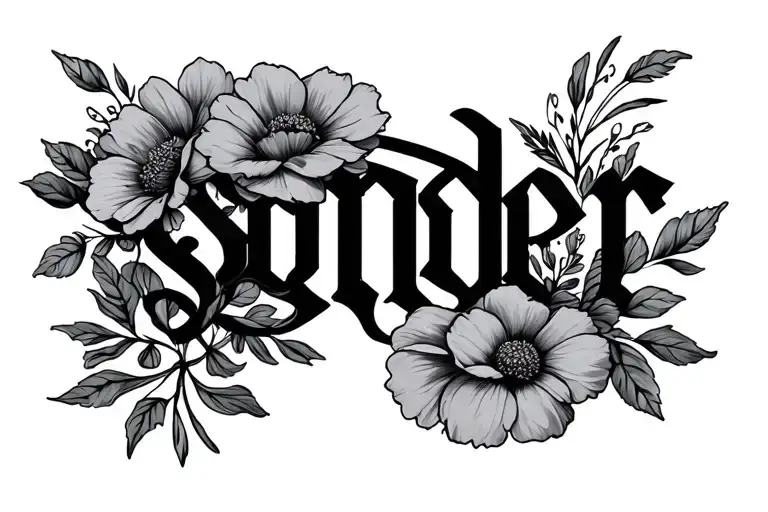 Word Sonder And Flowers Surrounding