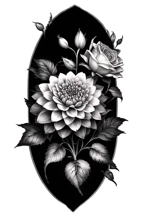 Dahlia Flower With Lilly's And Roses