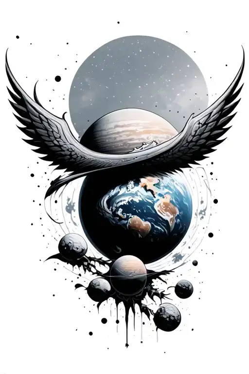 Blackout Heagons With Planet In Centre