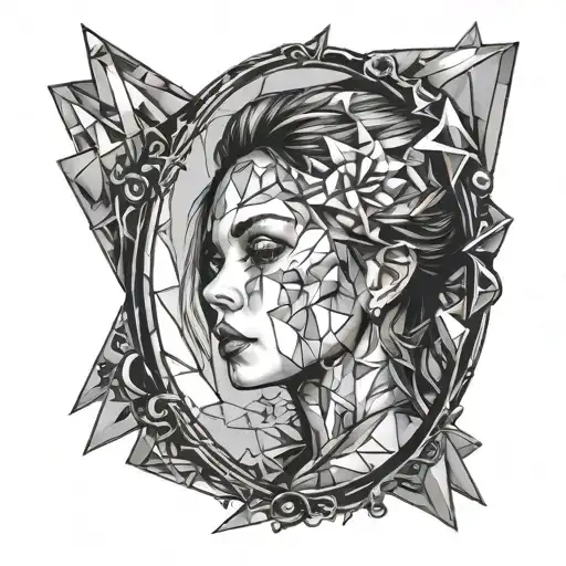 Different Reflections Of One Girl In The Shards Of A Broken Mirror