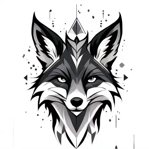 Fox With Nine Tails And Geometrical Elements